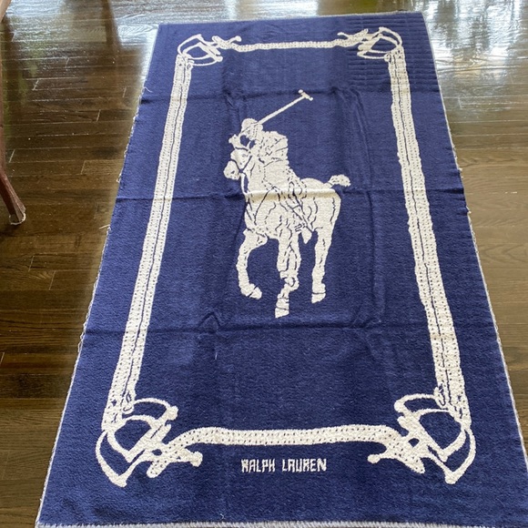 Ralph Lauren Bath Vtg Ralph Lauren Beach Towel Polo Player Navy